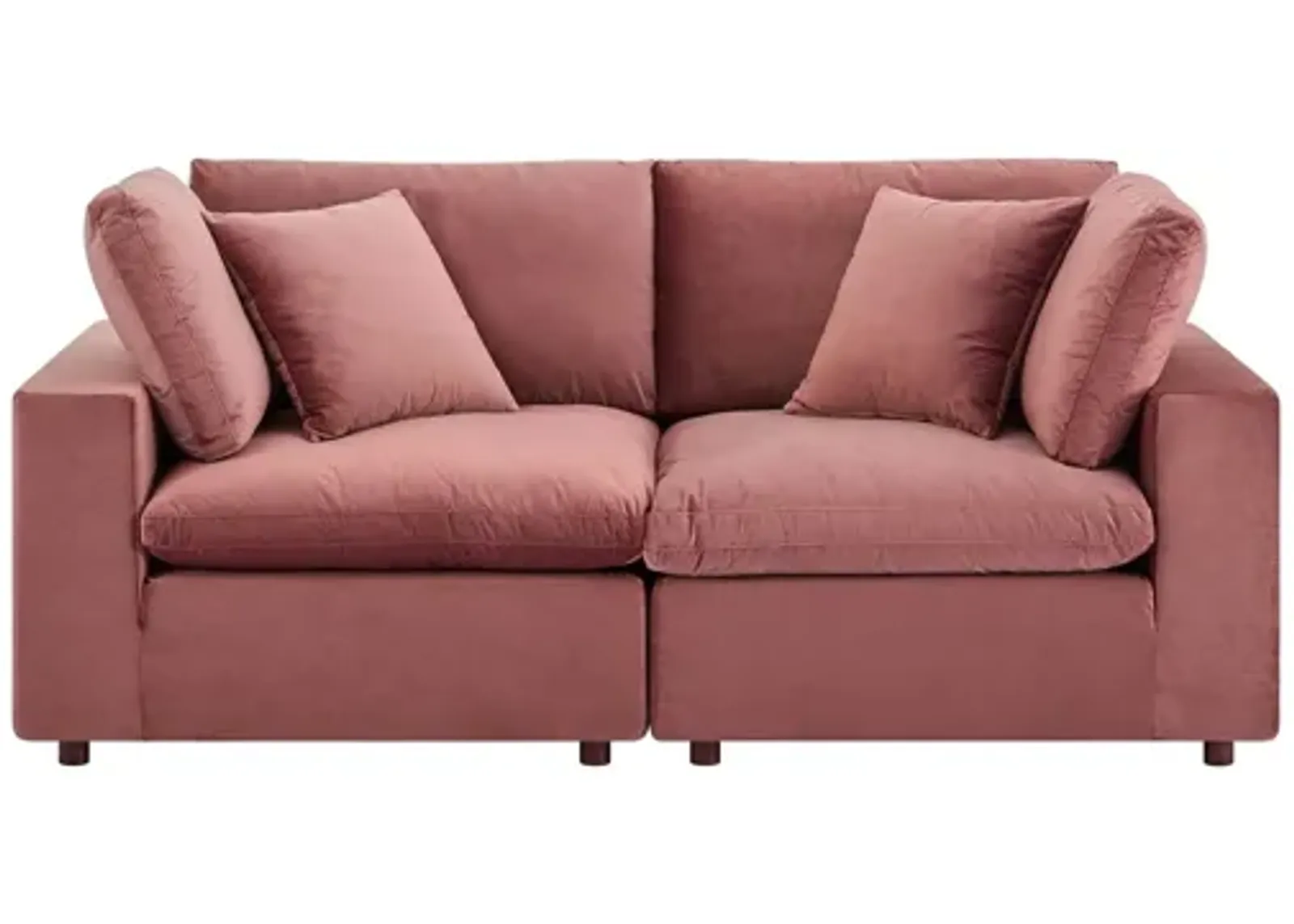 Commix Down Filled Overstuffed Performance Velvet Loveseat in Dusty Rose