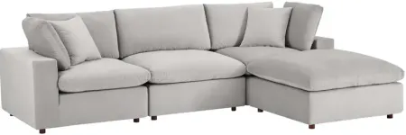 Commix Down Filled Overstuffed Performance Velvet 4-Piece Sectional in Light Gray