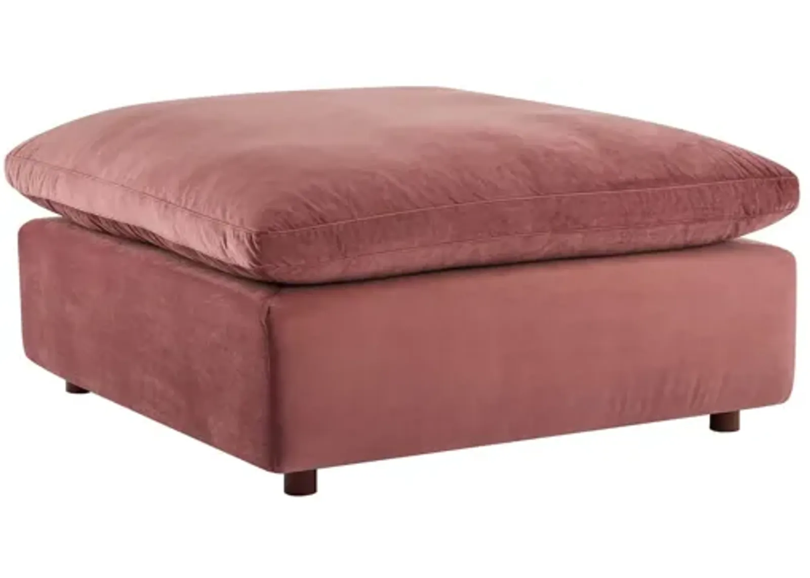 Commix Down Filled Overstuffed Performance Velvet Ottoman in Dusty Rose