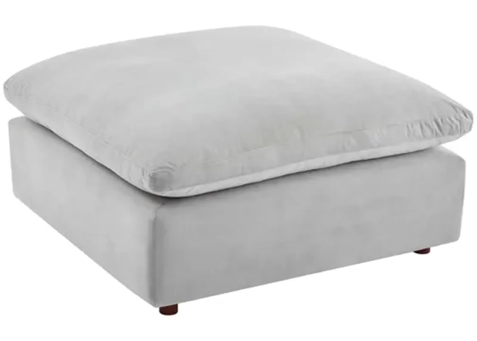 Commix Down Filled Overstuffed Performance Velvet Ottoman in Light Gray