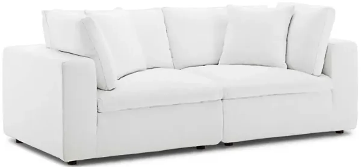 Commix Down Filled Overstuffed Loveseat in White