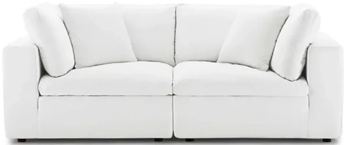 Commix Down Filled Overstuffed Loveseat in White