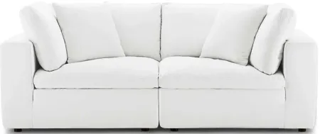 Commix Down Filled Overstuffed Loveseat in White