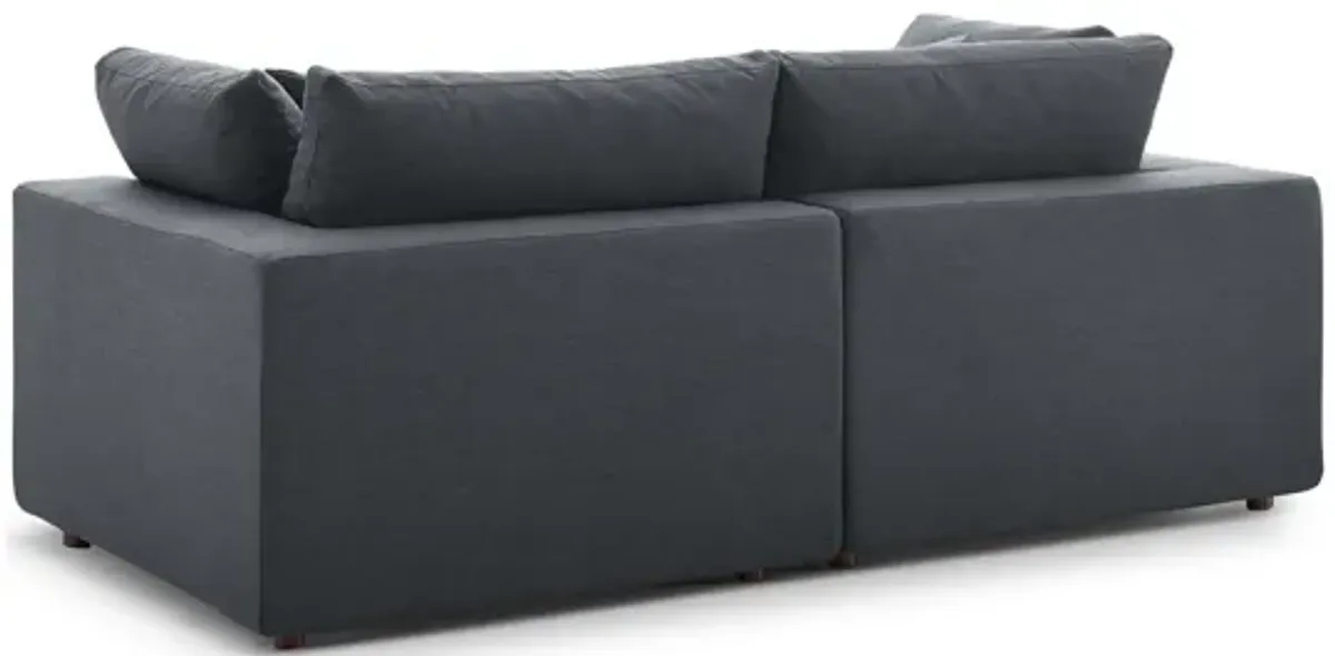 Commix Down Filled Overstuffed Loveseat in Grey