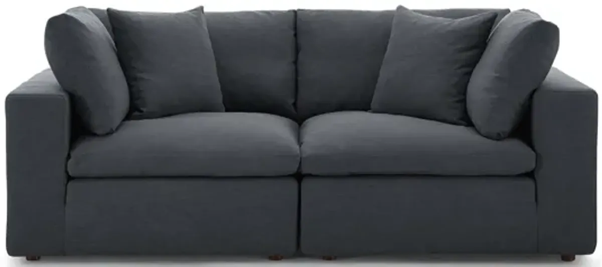 Commix Down Filled Overstuffed Loveseat in Grey