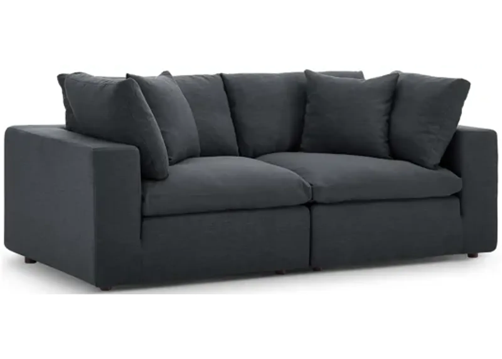 Commix Down Filled Overstuffed Loveseat in Grey