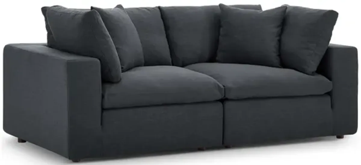 Commix Down Filled Overstuffed Loveseat in Grey