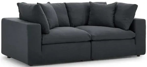 Commix Down Filled Overstuffed Loveseat in Grey