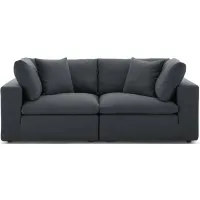 Commix Down Filled Overstuffed Loveseat in Grey
