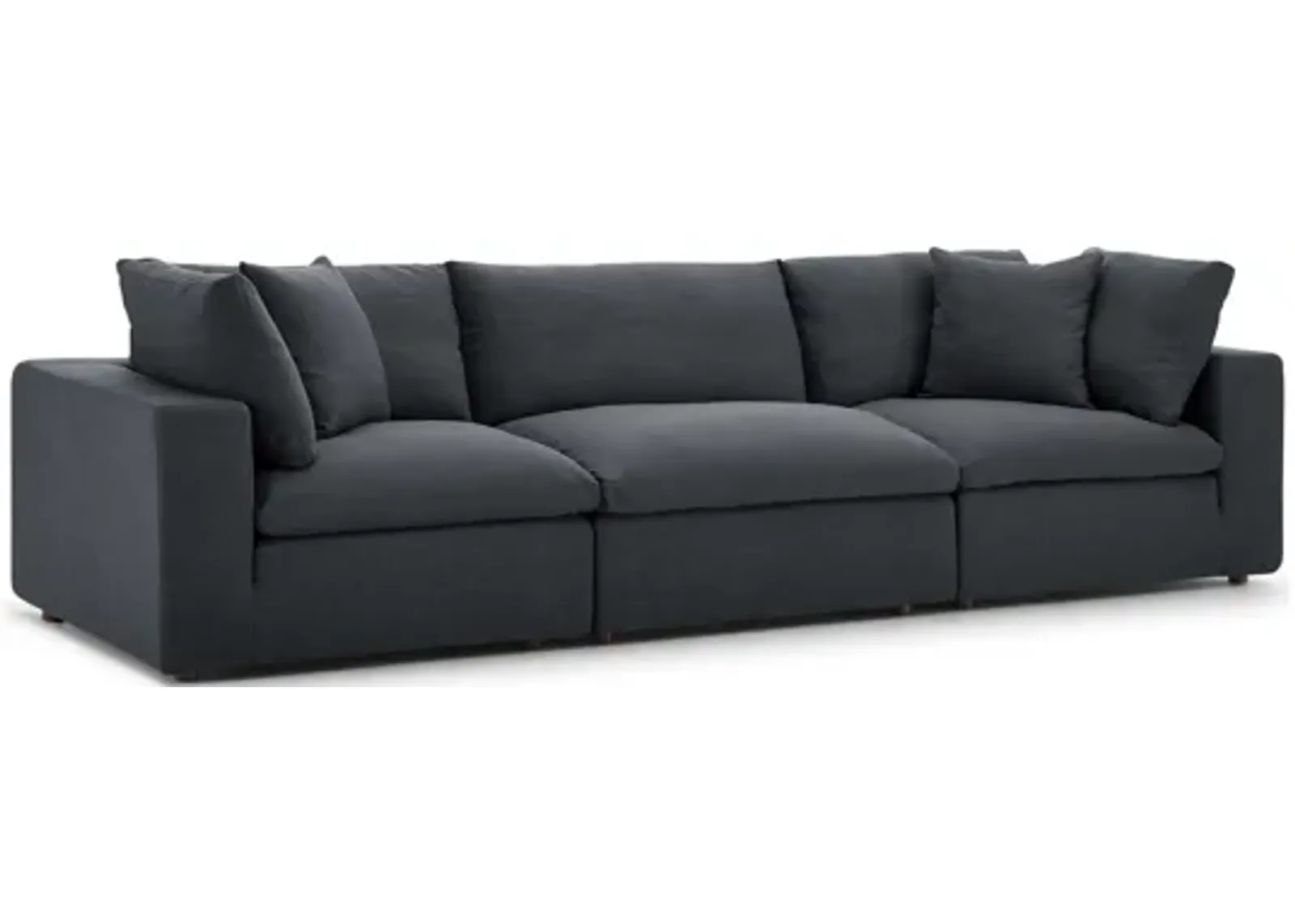 Commix Down Filled Overstuffed Sofa in Gray