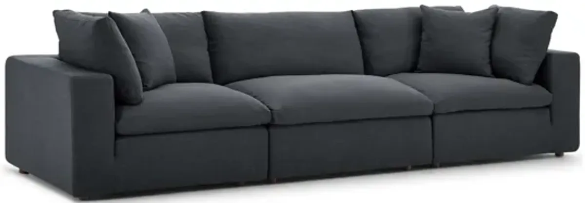 Commix Down Filled Overstuffed Sofa in Gray