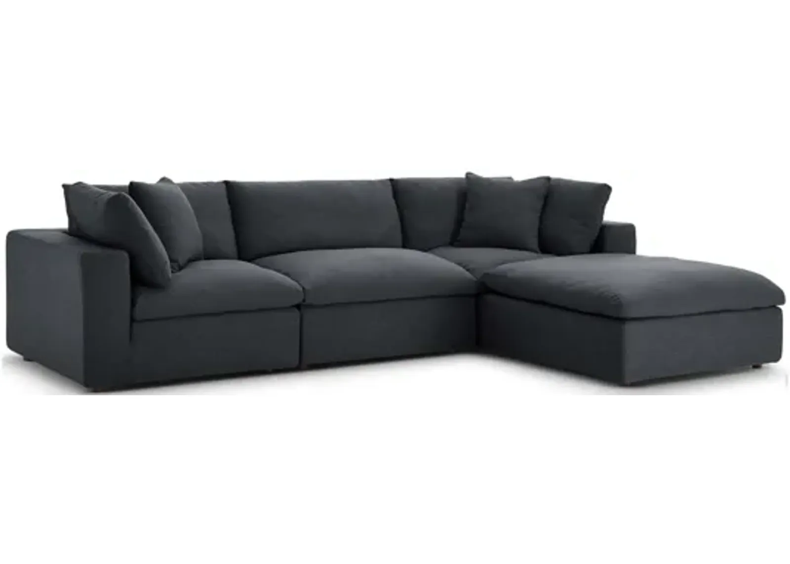 Commix Down Filled Overstuffed 4 Piece Sectional Set in Gray