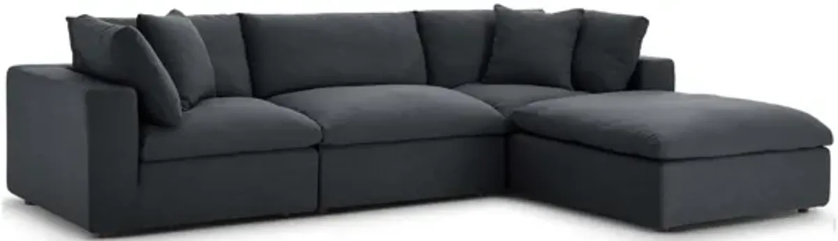 Commix Down Filled Overstuffed 4 Piece Sectional Set in Gray