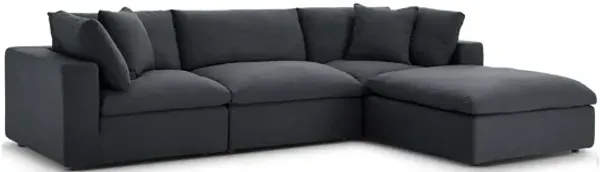 Commix Down Filled Overstuffed 4 Piece Sectional Set in Gray