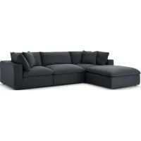 Commix Down Filled Overstuffed 4 Piece Sectional Set in Gray