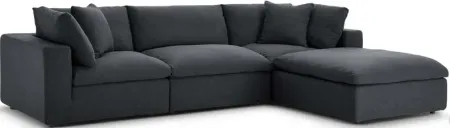 Commix Down Filled Overstuffed 4 Piece Sectional Set in Gray