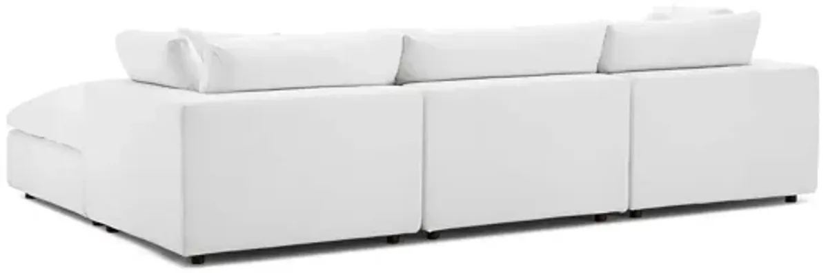 Commix Down Filled Overstuffed 4 Piece Sectional Set in White