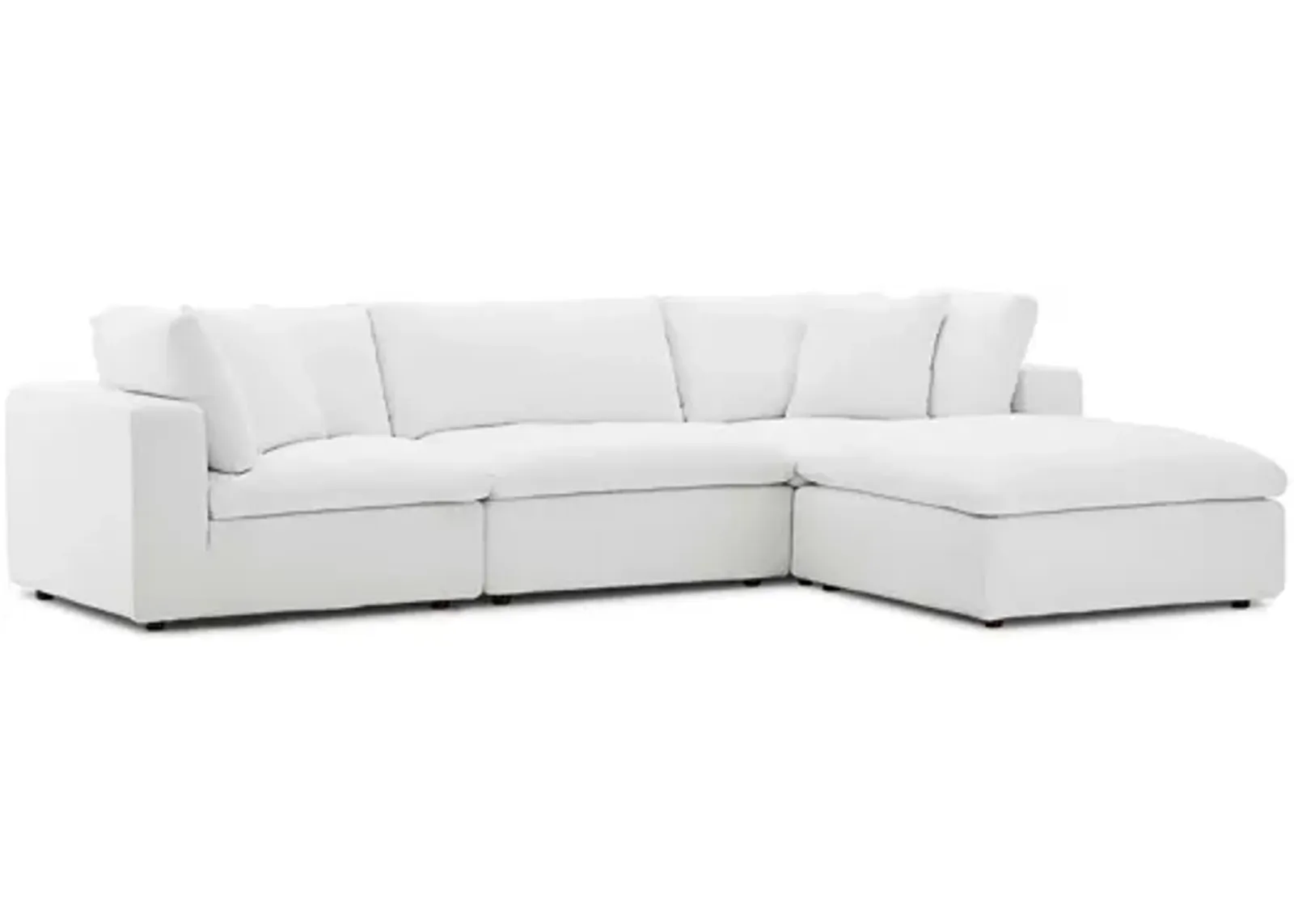 Commix Down Filled Overstuffed 4 Piece Sectional Set in White