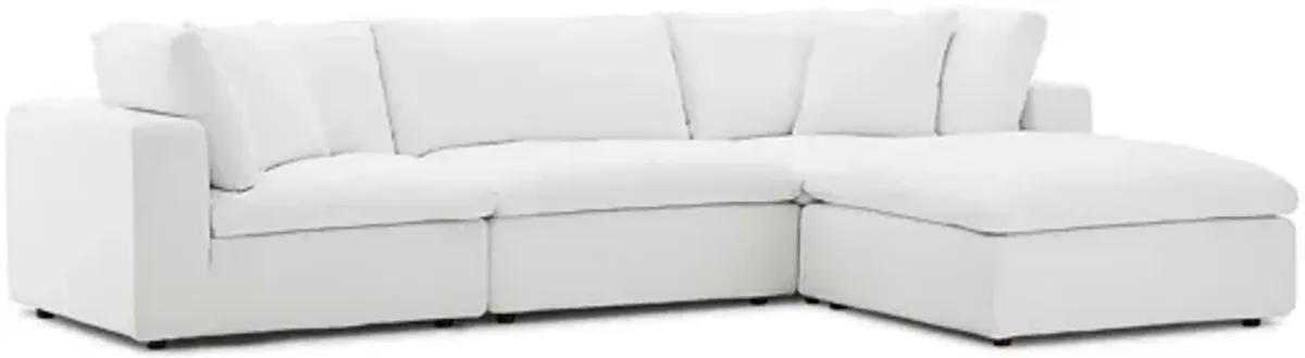 Commix Down Filled Overstuffed 4 Piece Sectional Set in White