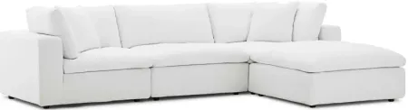 Commix Down Filled Overstuffed 4 Piece Sectional Set in White