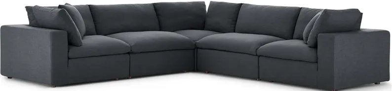 Commix Down Filled Overstuffed 5 Piece Sectional Set in Gray