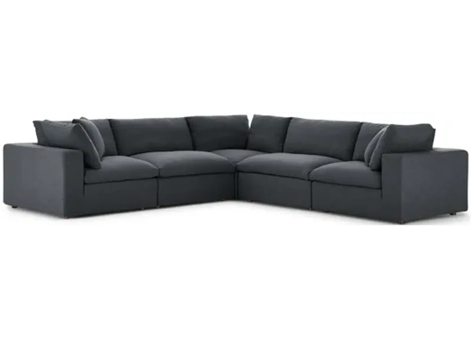 Commix Down Filled Overstuffed 5 Piece Sectional Set in Gray