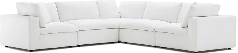 Commix Down Filled Overstuffed 5 Piece Sectional Set in White