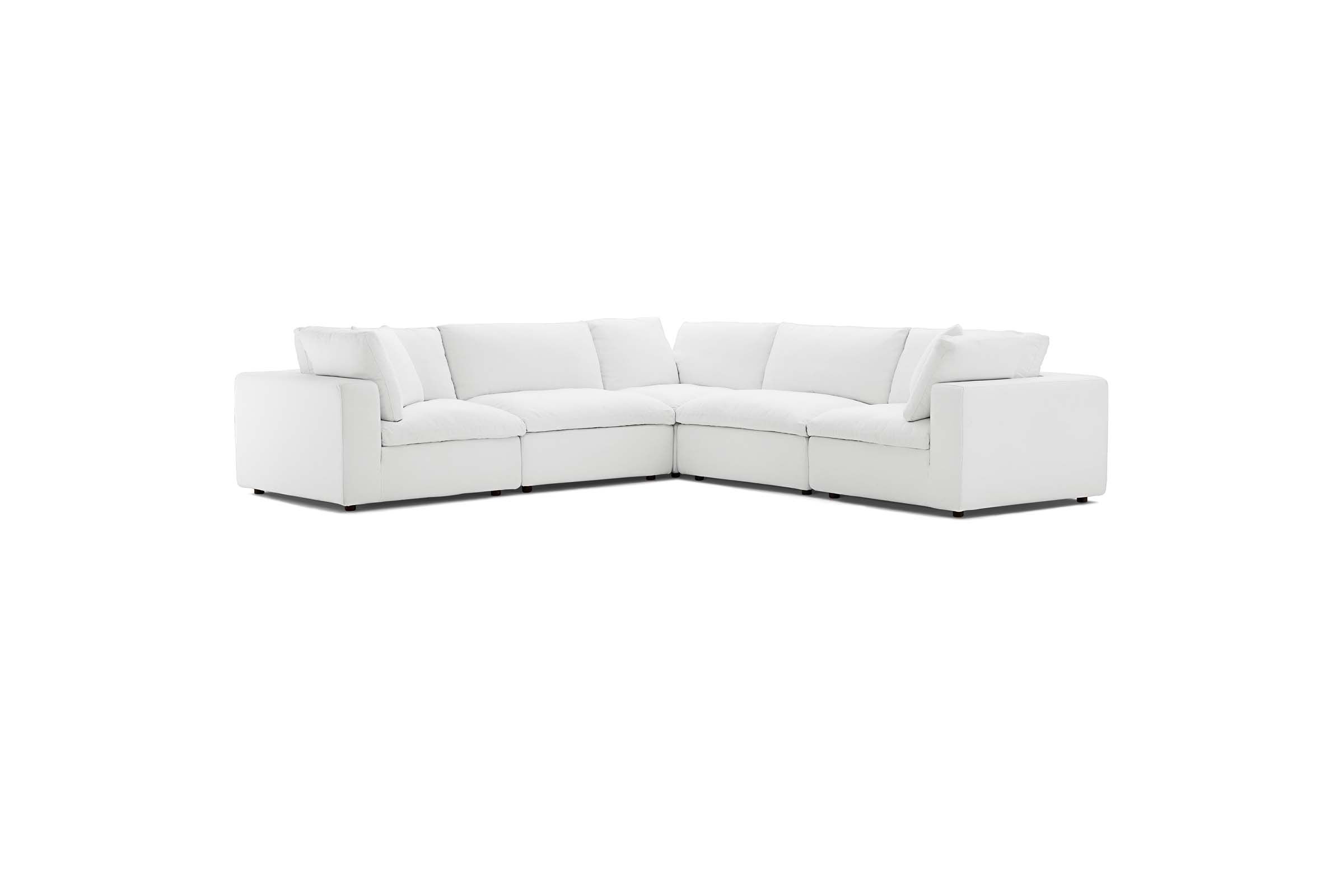 Commix Down Filled Overstuffed 5 Piece Sectional Set in White