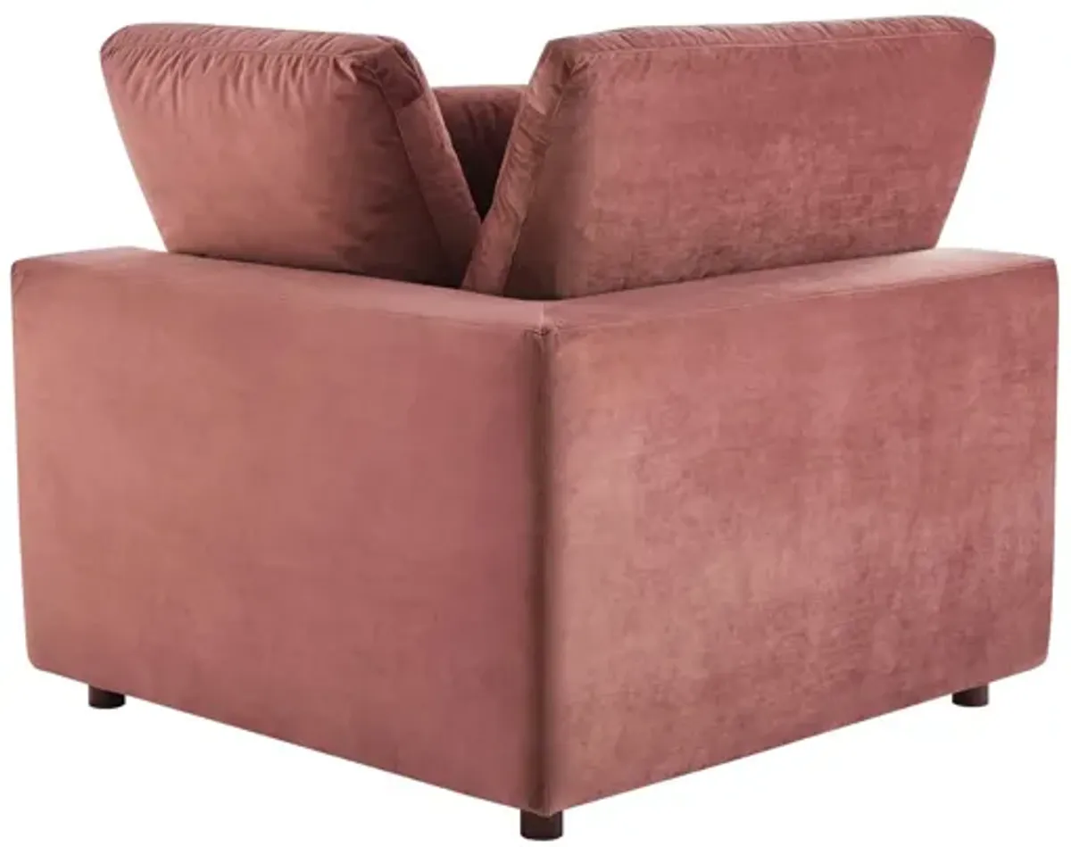 Commix Down Filled Overstuffed Performance Velvet 5-Piece Sectional Sofa in Dusty Rose