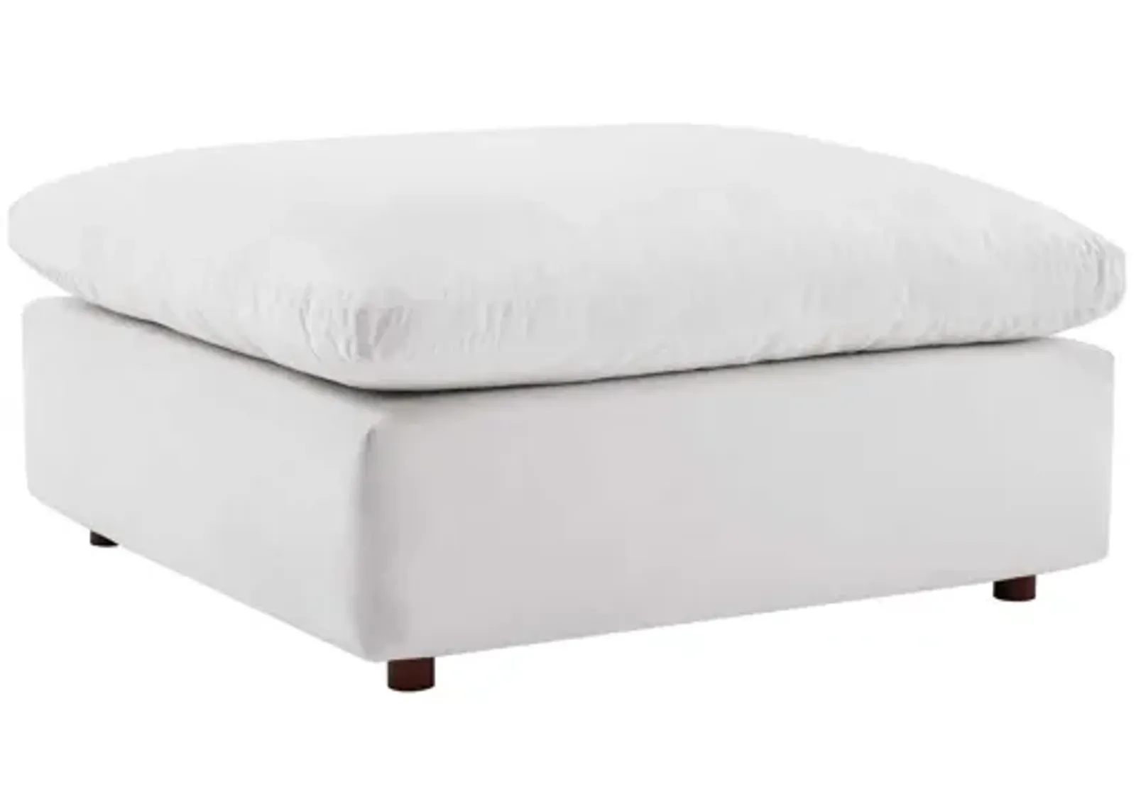 Commix Down Filled Overstuffed Performance Velvet Ottoman in White