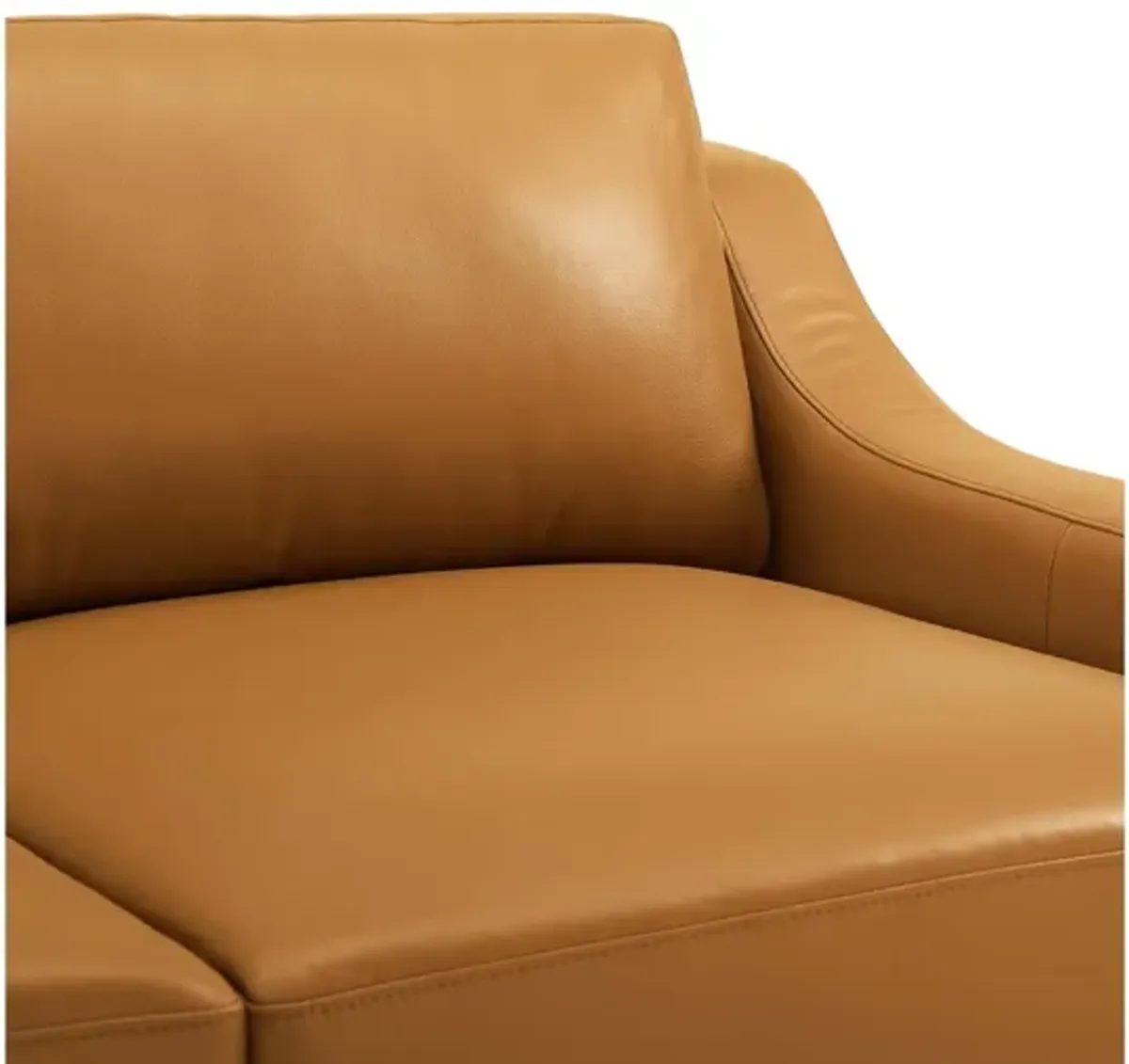 Harness 83.5" Stainless Steel Base Leather Sofa in Tan