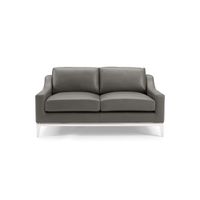 Harness 64" Stainless Steel Base Leather Loveseat in Gray