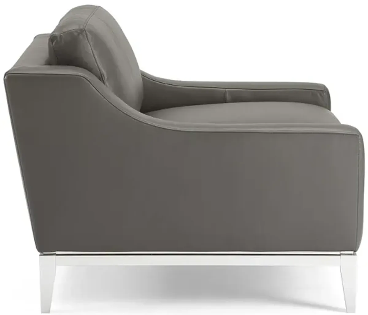 Harness Stainless Steel Base Leather Armchair in Gray