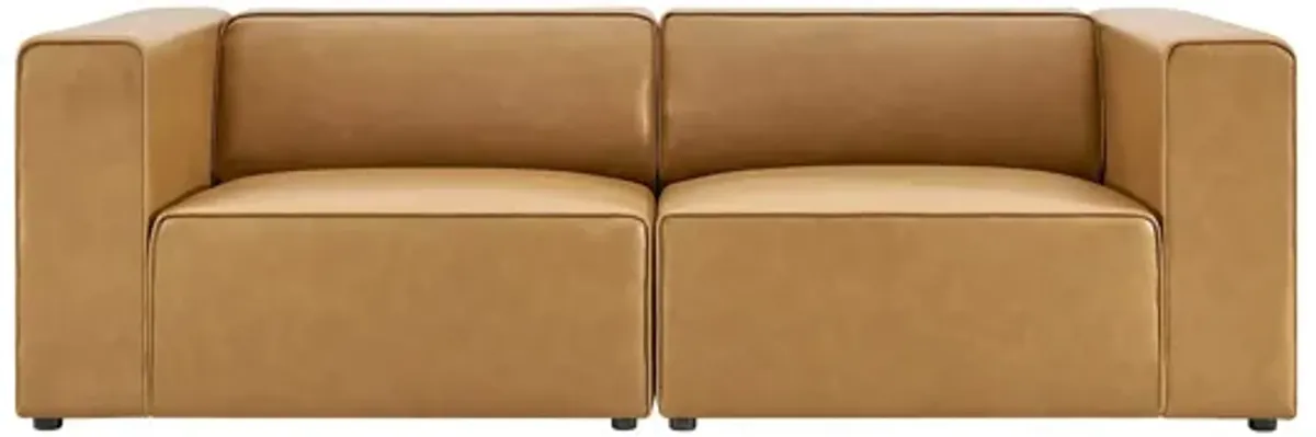 Mingle Vegan Leather 2-Piece Loveseat in Tan