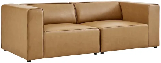 Mingle Vegan Leather 2-Piece Loveseat in Tan