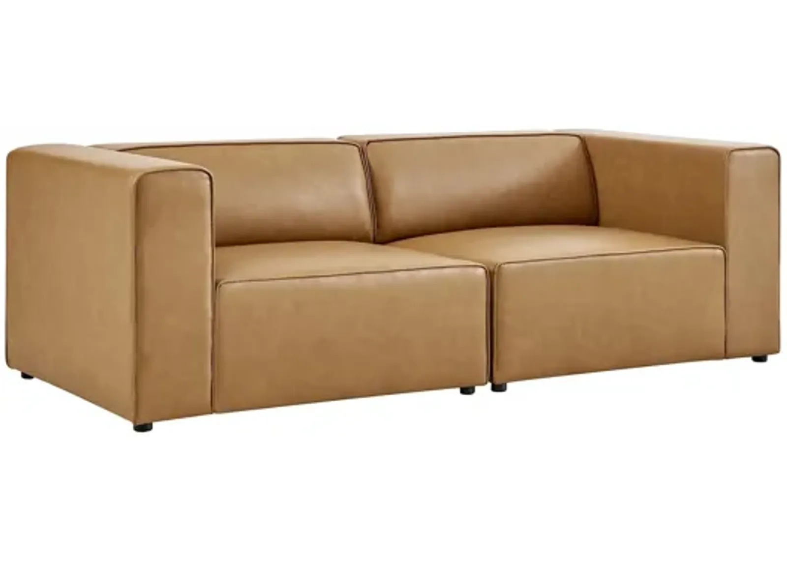 Mingle Vegan Leather 2-Piece Loveseat in Tan