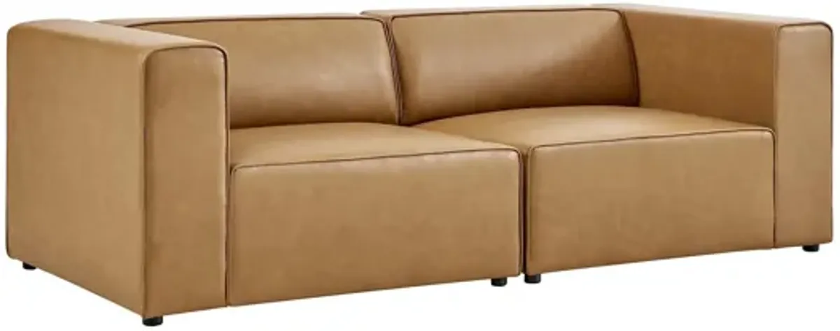 Mingle Vegan Leather 2-Piece Loveseat in Tan