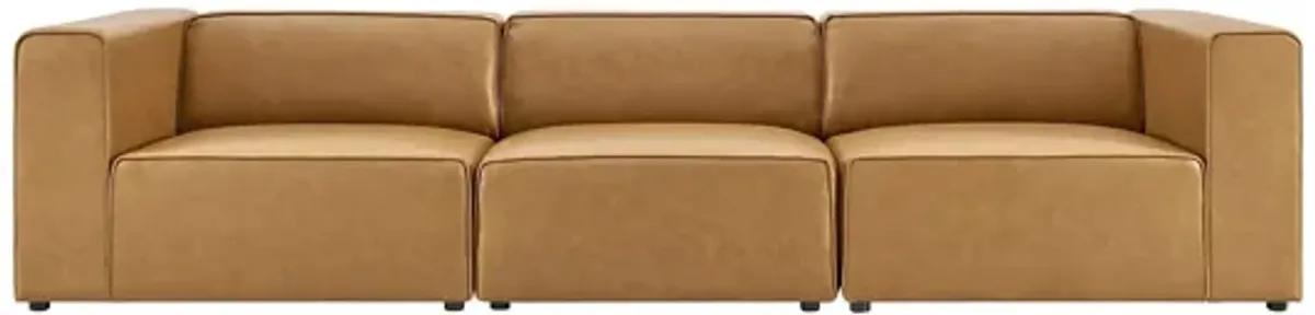 Mingle Vegan Leather 3-Piece Sofa in Tan