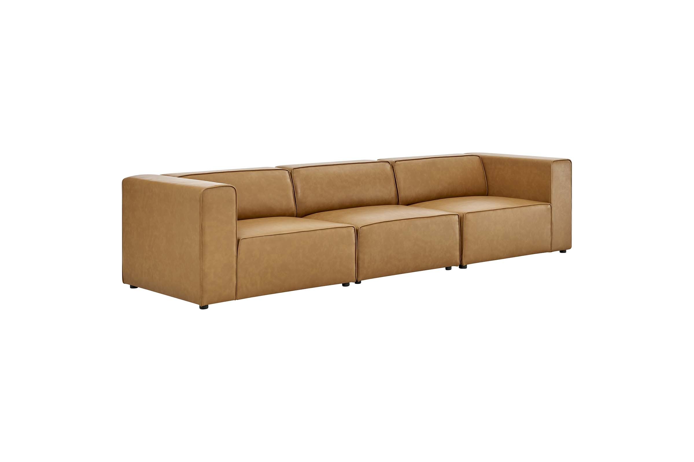 Mingle Vegan Leather 3-Piece Sofa in Tan