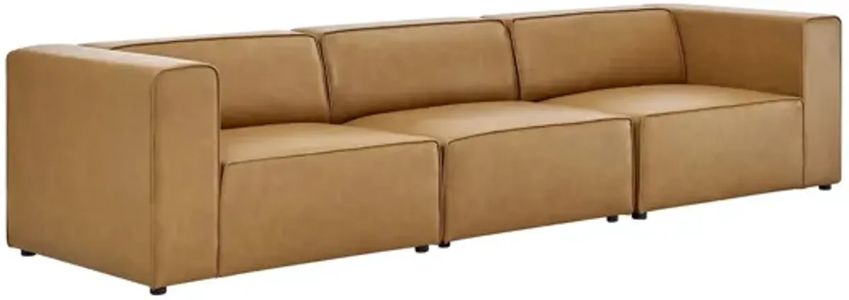 Mingle Vegan Leather 3-Piece Sofa in Tan