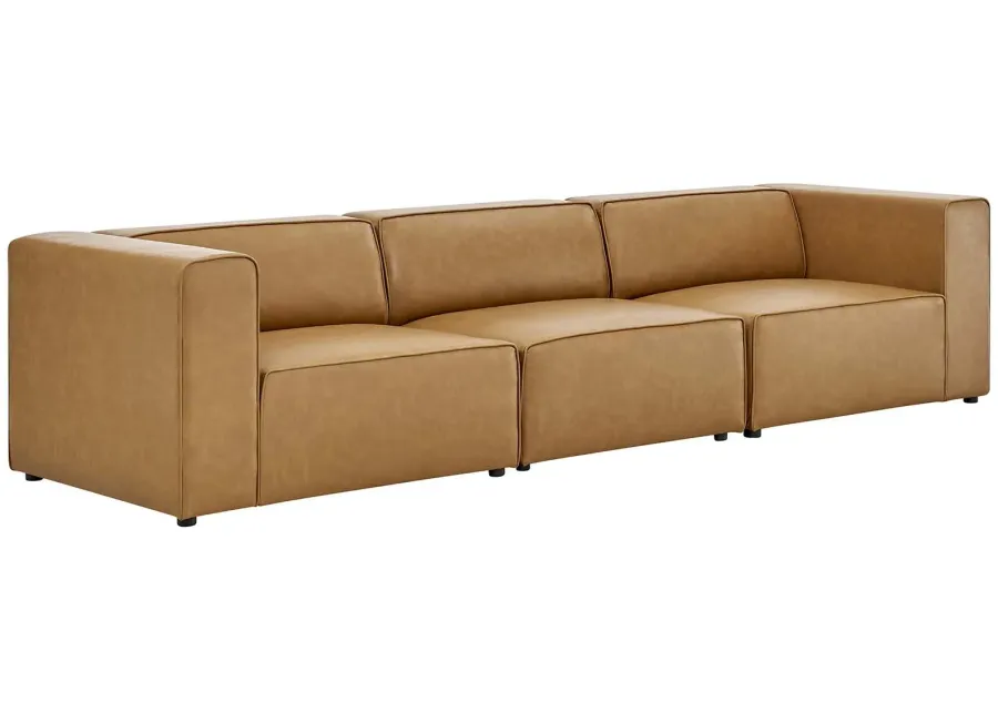 Mingle Vegan Leather 3-Piece Sofa in Tan