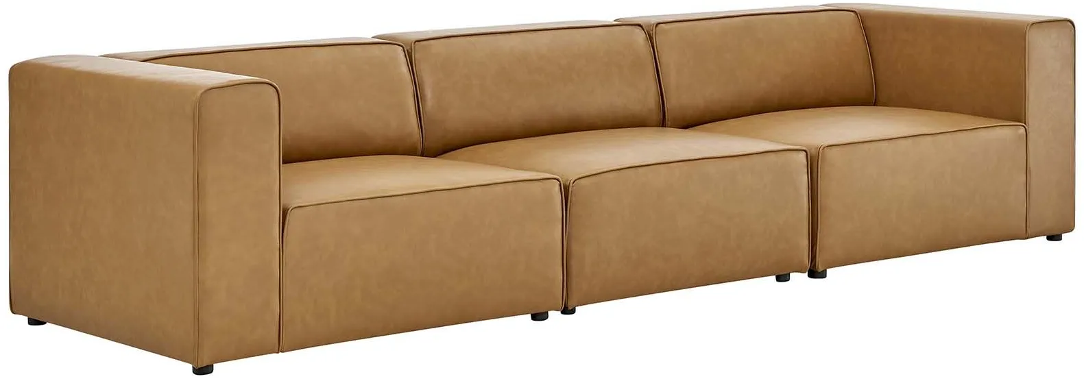 Mingle Vegan Leather 3-Piece Sofa in Tan