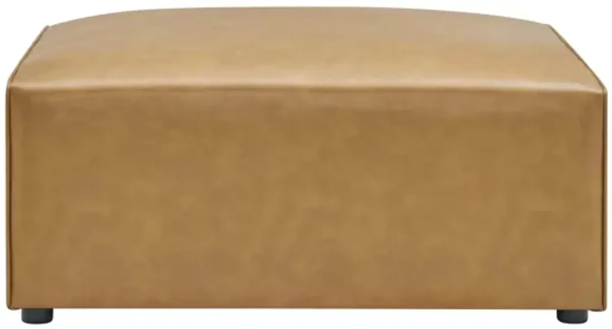 Mingle Vegan Leather Ottoman in Tan