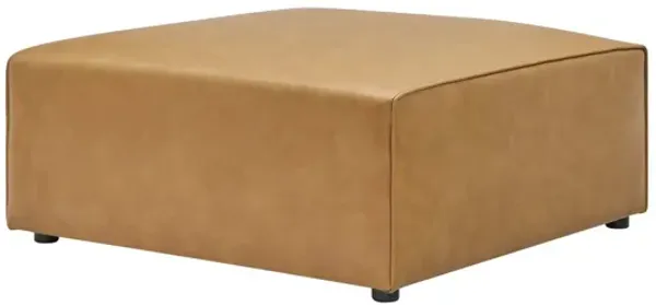 Mingle Vegan Leather Ottoman in Tan