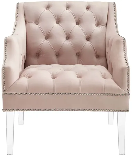 Proverbial Tufted Button Accent Performance Velvet Armchair in Pink