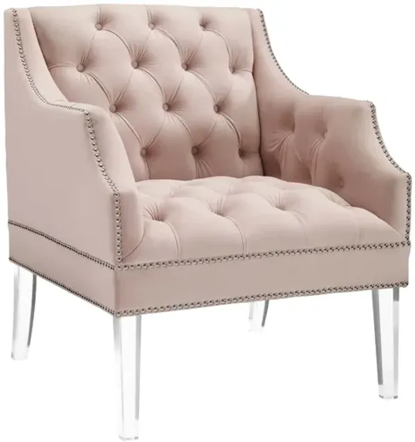 Proverbial Tufted Button Accent Performance Velvet Armchair in Pink