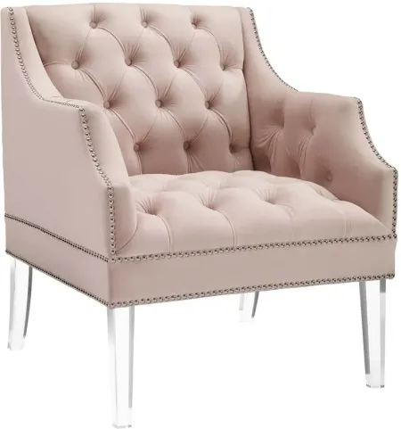 Proverbial Tufted Button Accent Performance Velvet Armchair in Pink