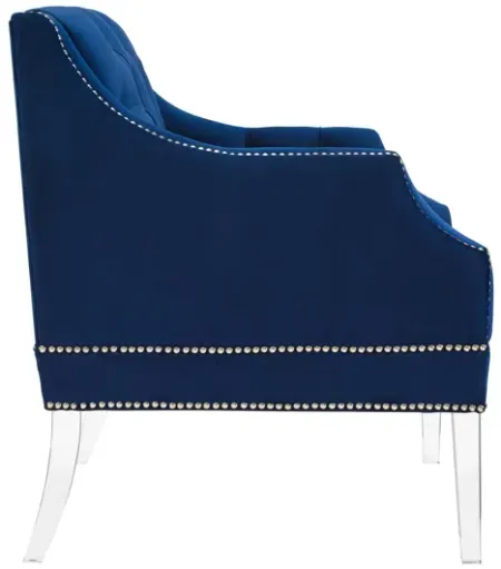 Proverbial Tufted Button Accent Performance Velvet Armchair in Navy