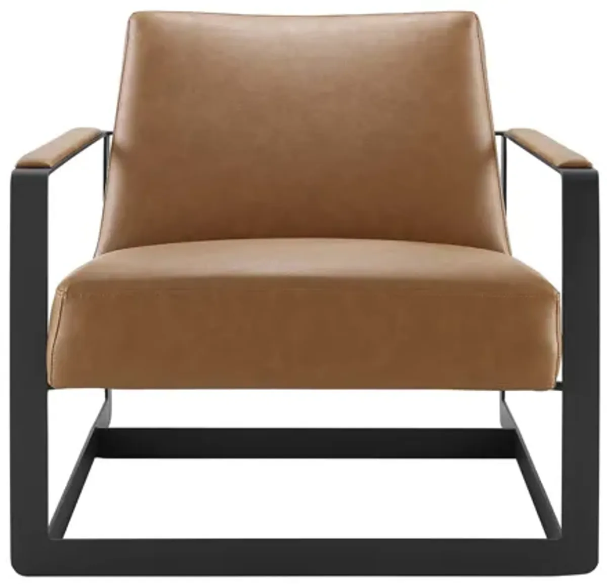 Seg Vegan Leather Accent Chair in Tan