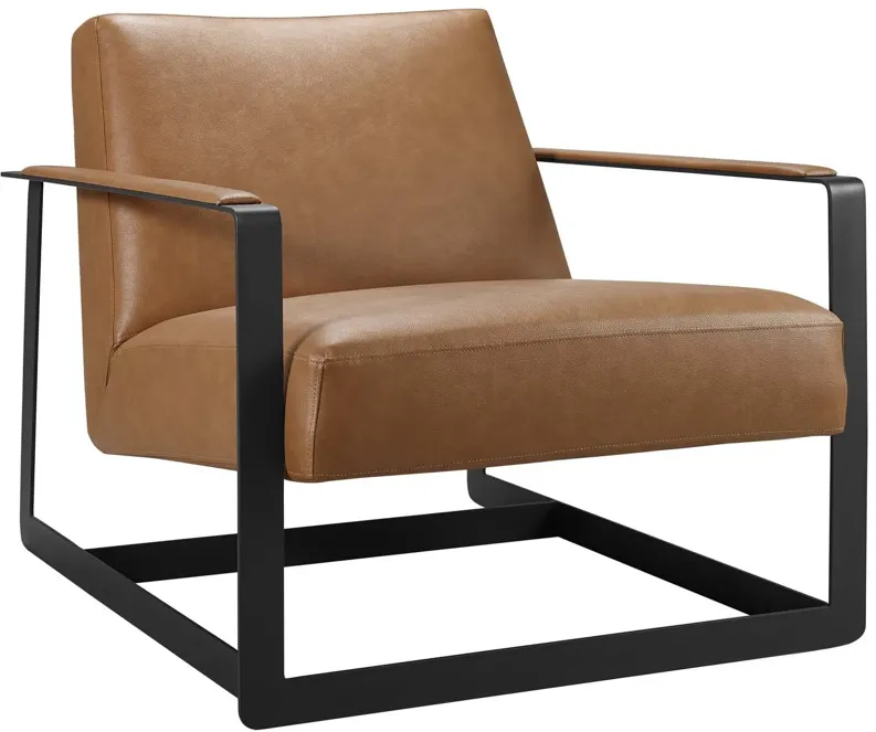 Seg Vegan Leather Accent Chair in Tan